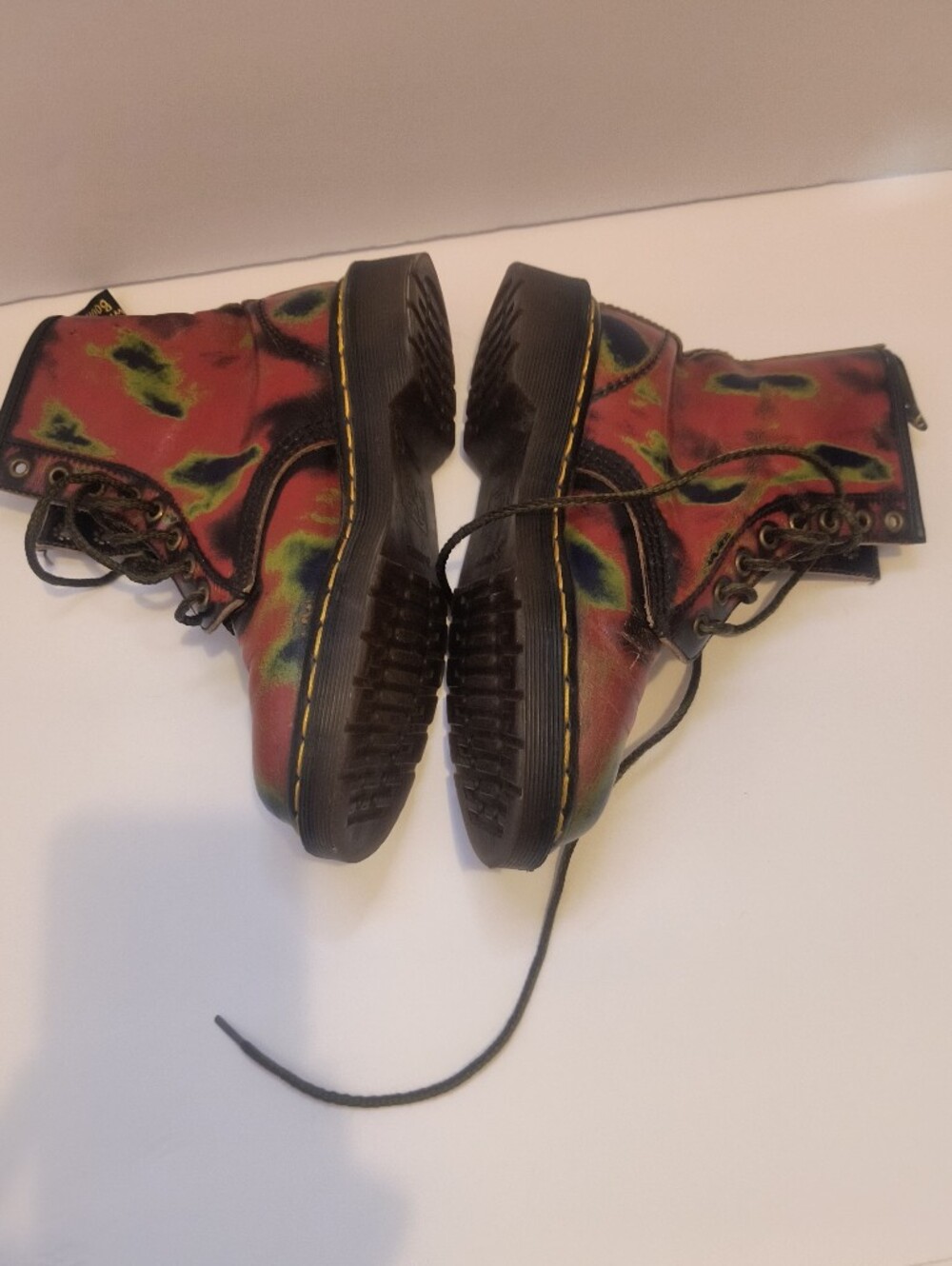 Vintage Dr. Martens Made in England Tie Dye Rub Off Boots UK 4 US 6 - Picture 10 of 11